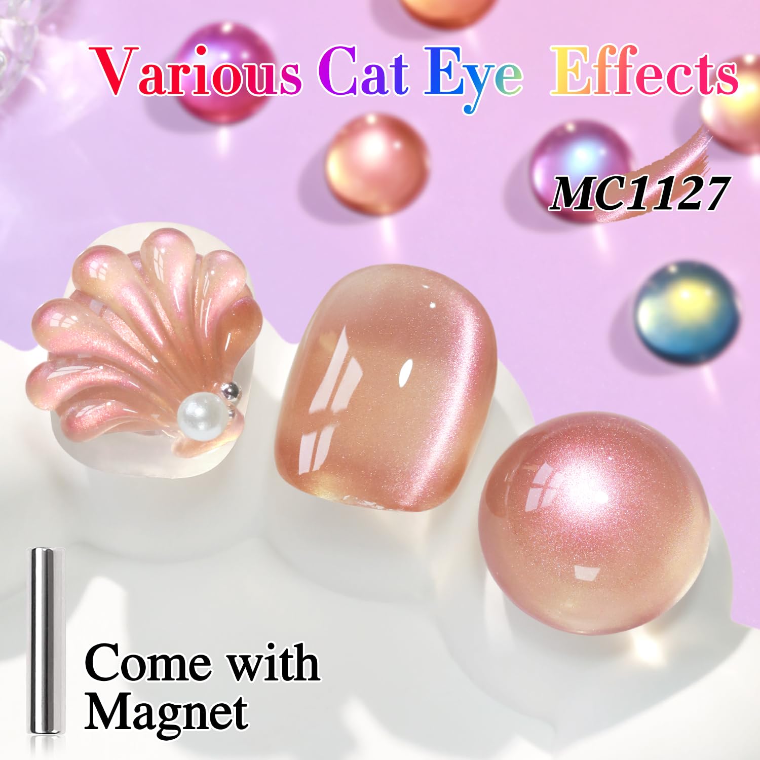 Double Rhythm 15ML Ice Glass Cat Eye Gel Polish with Magnet Holographic Glitter Shimmer Translucent Sheer Color Salon Soak Off Magnetic Nail at Home (Dark Orange-MC1127)-BrightBean Baby