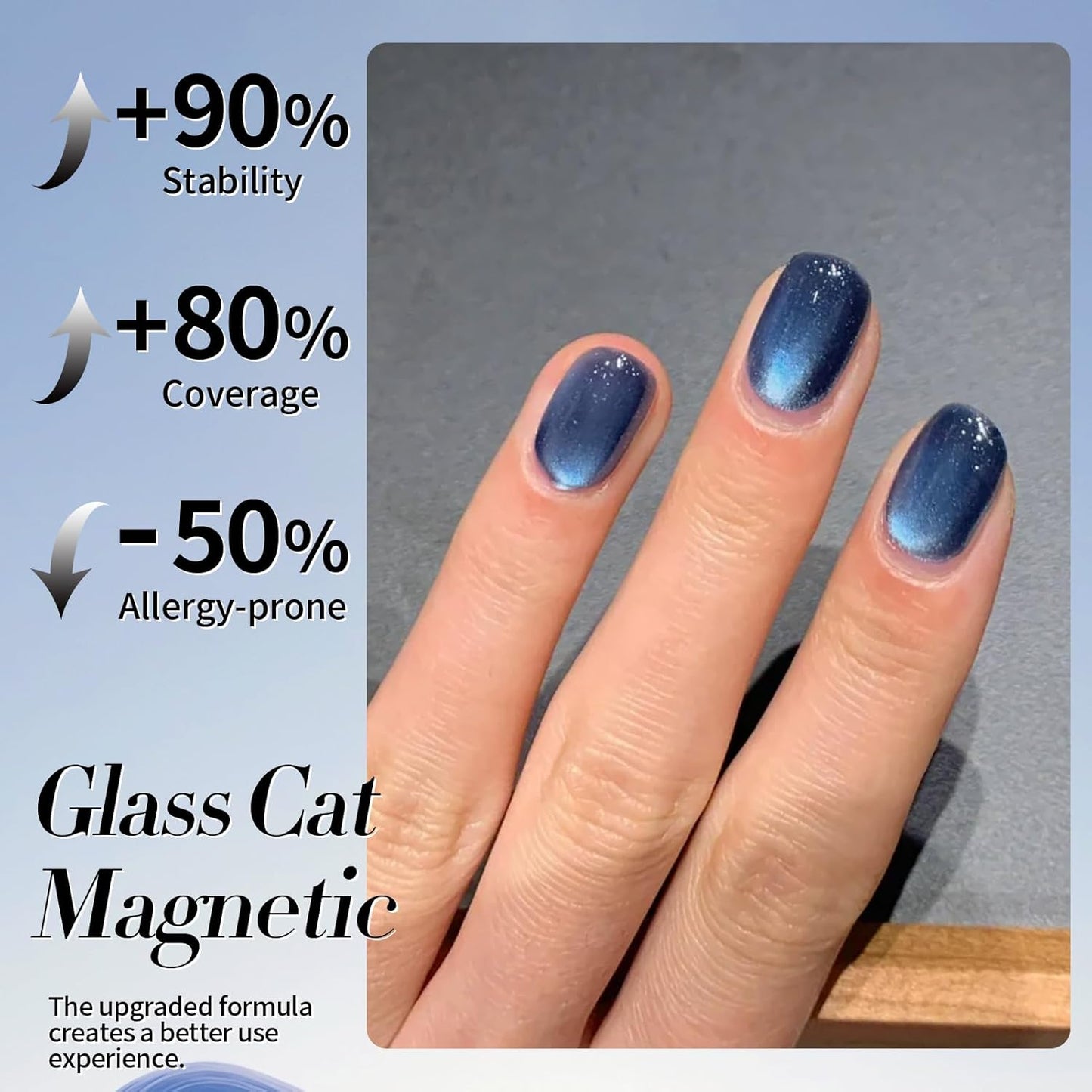 Born Pretty Cat Magnetic Eye Gel Nail Polish,Dark Blue Lover Jelly Glass Magnetic Gel Polish Glitter Soak Off Nail Art Salon Manicure Home Gift 15ml-BrightBean Baby