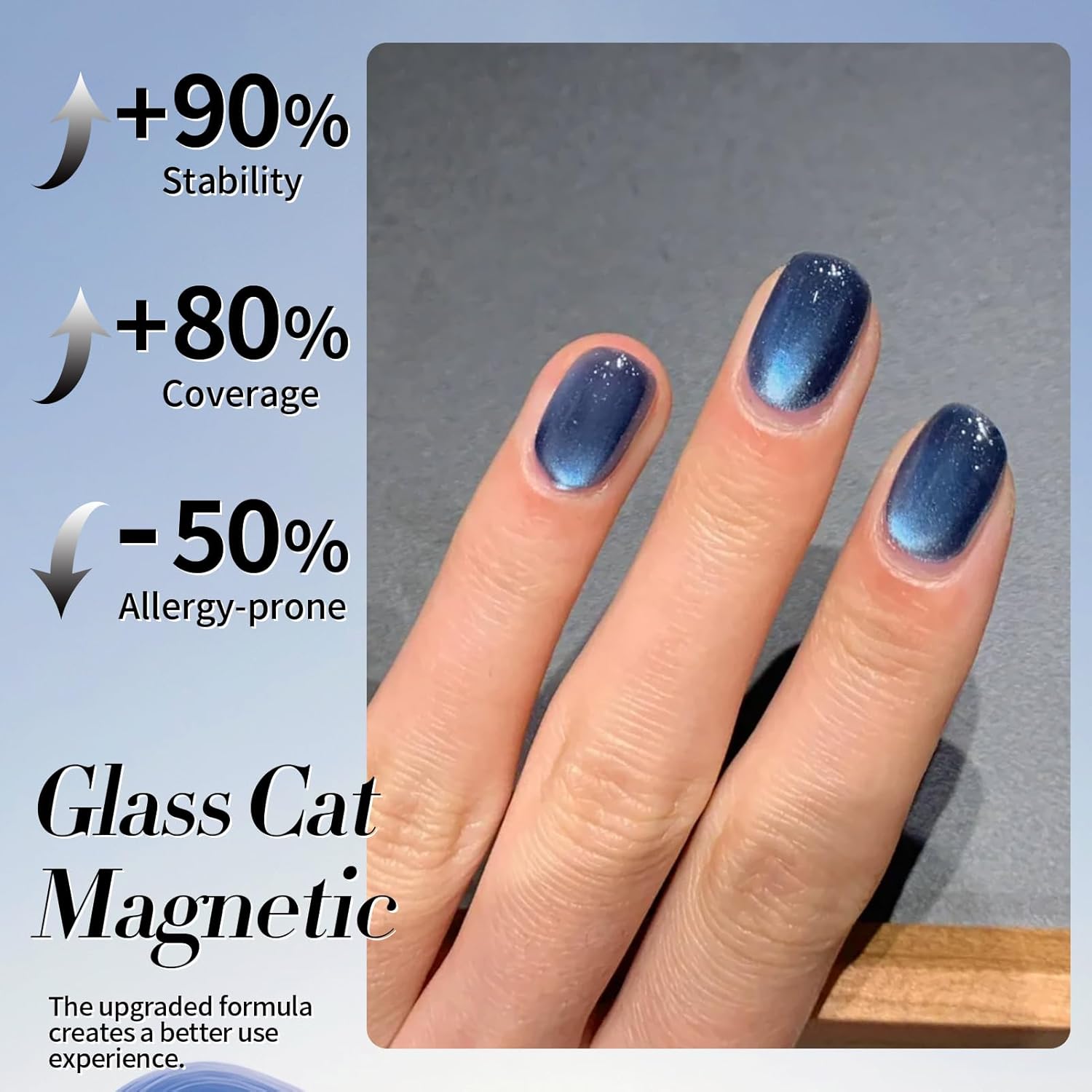 Born Pretty Cat Magnetic Eye Gel Nail Polish,Dark Blue Lover Jelly Glass Magnetic Gel Polish Glitter Soak Off Nail Art Salon Manicure Home Gift 15ml-BrightBean Baby