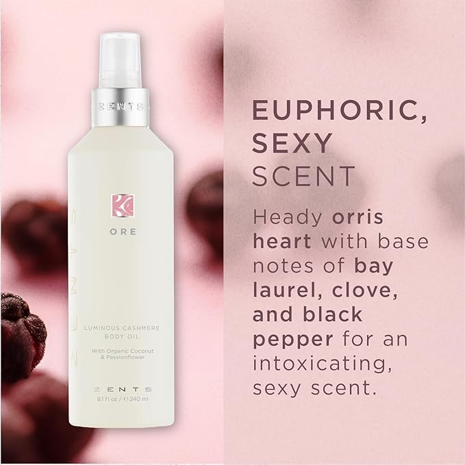 Zents Luminous Cashmere Body Oil (Ore Fragrance) | Moisturizing Body Oil with Vitamin E & Organic Coconut Oil | Softens & Smooths Skin | 8 fl oz-BrightBean Baby