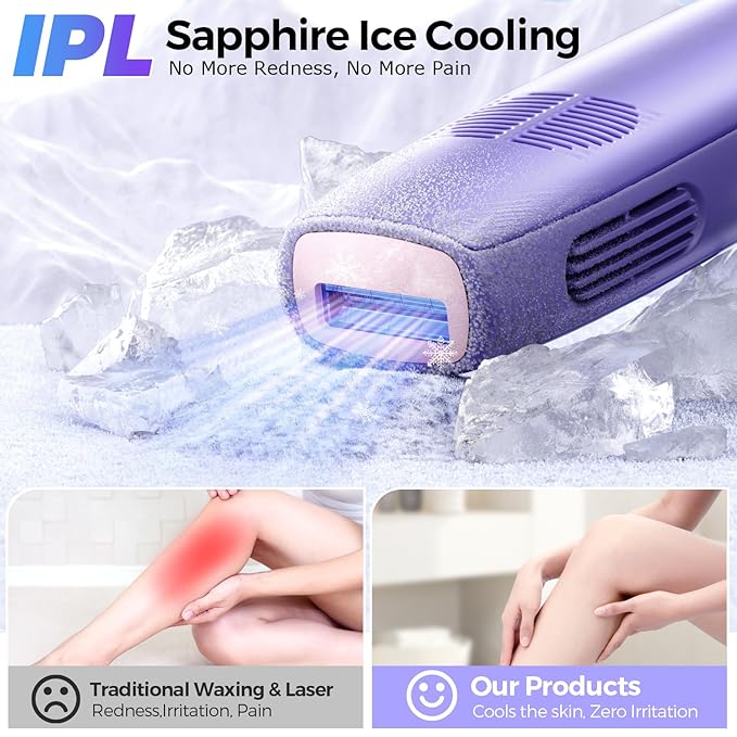 Laser Hair Removal with 5℃ Ice Cooling, Painless IPL Laser Hair Removal Device for Women & Men, 999,999 Flashes, 5 Levels, 2 Modes, Permanent At-Home Hair Removal for Face & Body, with 3 in 1 Set-BrightBean Baby