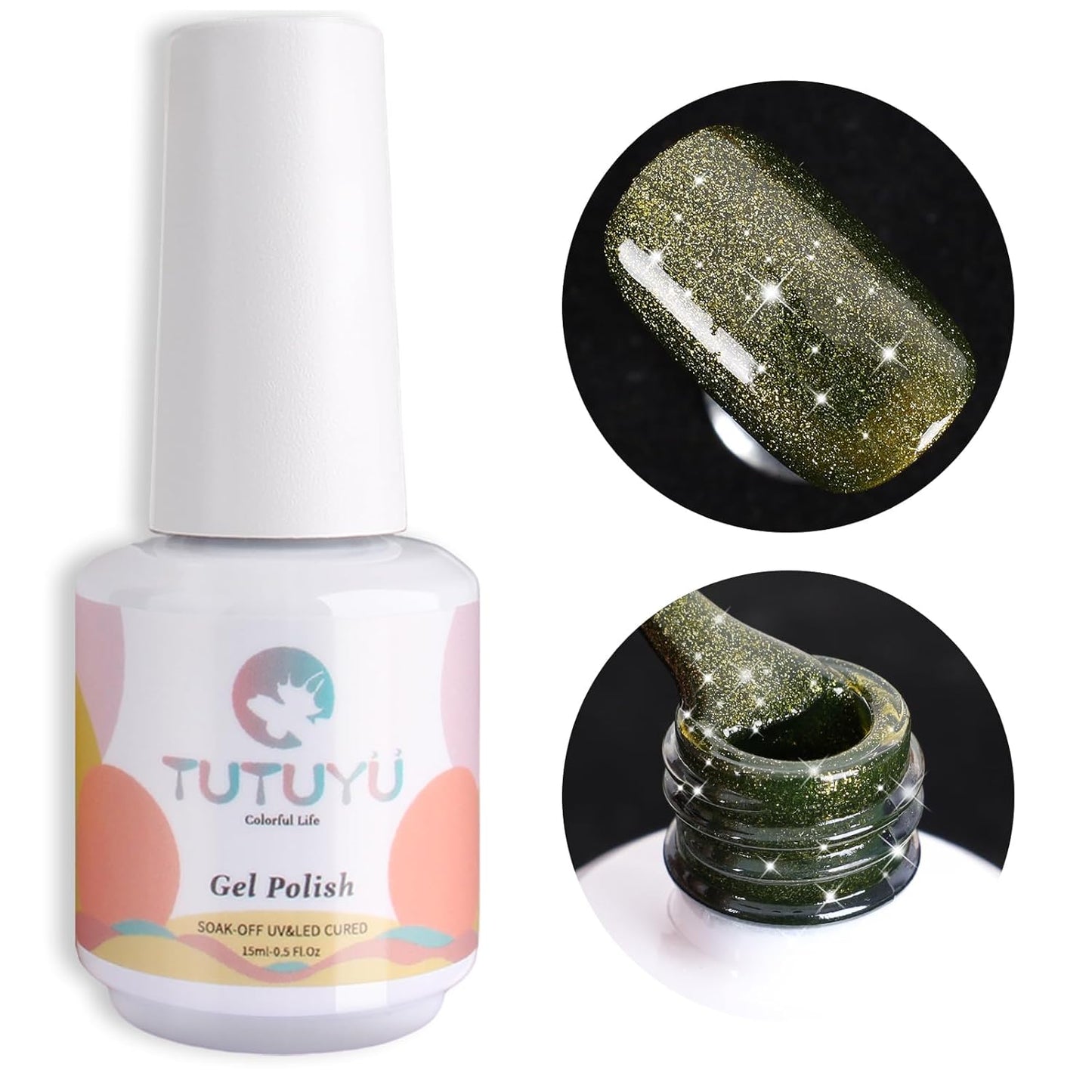 Olive Green Color Glitter Gel Nail Polish,15ml UV/LED Soak Off Sparkly Shimmer Green Gel Polish for Manicure Salon or DIY Nail Art at Home,All Seasion Color Gel - GP0114-BrightBean Baby