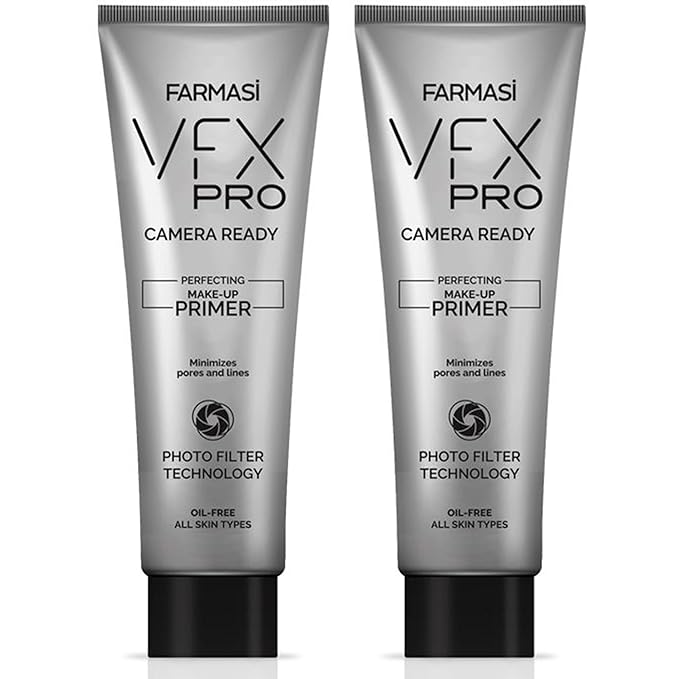 Farmasi 2-Pack VFX PRO Camera Ready Primer - Flawless Finish Long Lasting Makeup Base Smoothing Pore Minimizing Oil Control Lightweight Formula Professional Makeup Application Daily Use, Clear-BrightBean Baby