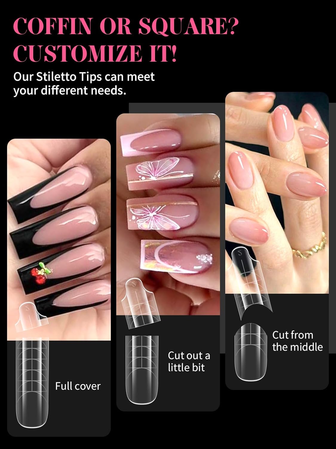 EBANKU Dual Nail Forms for Poly Extension Gel, 150 PCS Clear Square Nail Molds Reusable 15 Sizes Nail Extension Forms for Builder Gel Manicure Design Salon DIY-BrightBean Baby