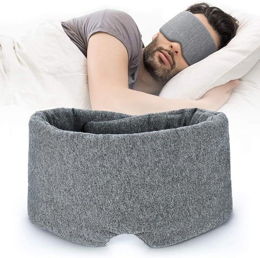FRESHME Cotton Sleep Eye Mask for Women Men - 100% Blocking Light Travel Blindfold, Soft Zero Pressure Grey Eyes Cover with Adjustable Velcro Strap for Side Sleeper Night Sleeping, Work Nap and Yoga-BrightBean Baby
