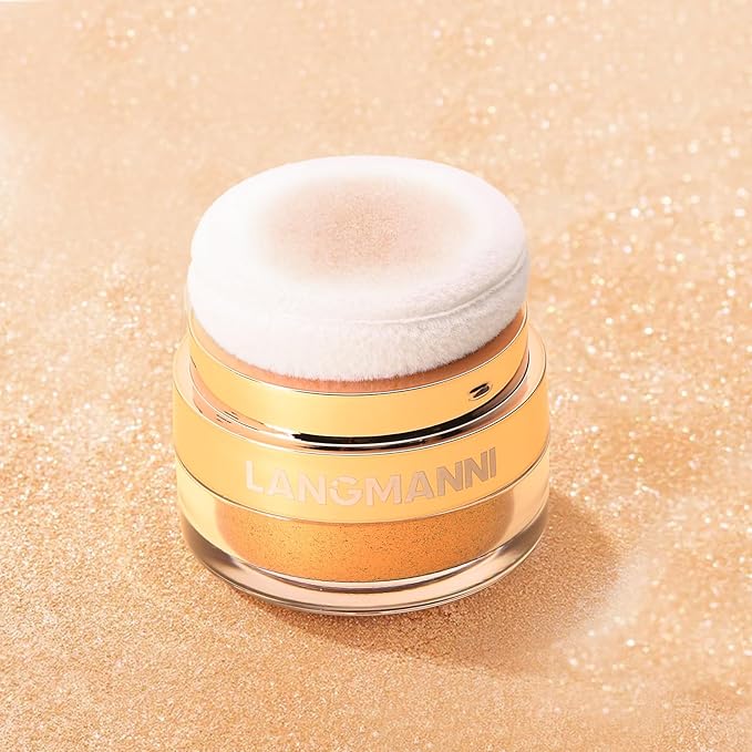 Glitter Body Highlighter Powder Body Shimmer Sparkle Face Brightening Highlighter Powder for Face Eyes Body Glow Makeup With sponge head（silvery）-BrightBean Baby