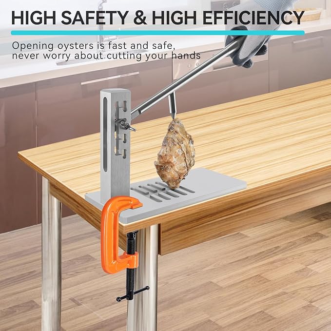 Oyster Shucker Machine Adjustable Oyster Shucker Tool Oyster Clam Opener Machine Including Knifes, Glove and G-Clip, Seafood Tools Set for Hotel Family Barbecue Buffet