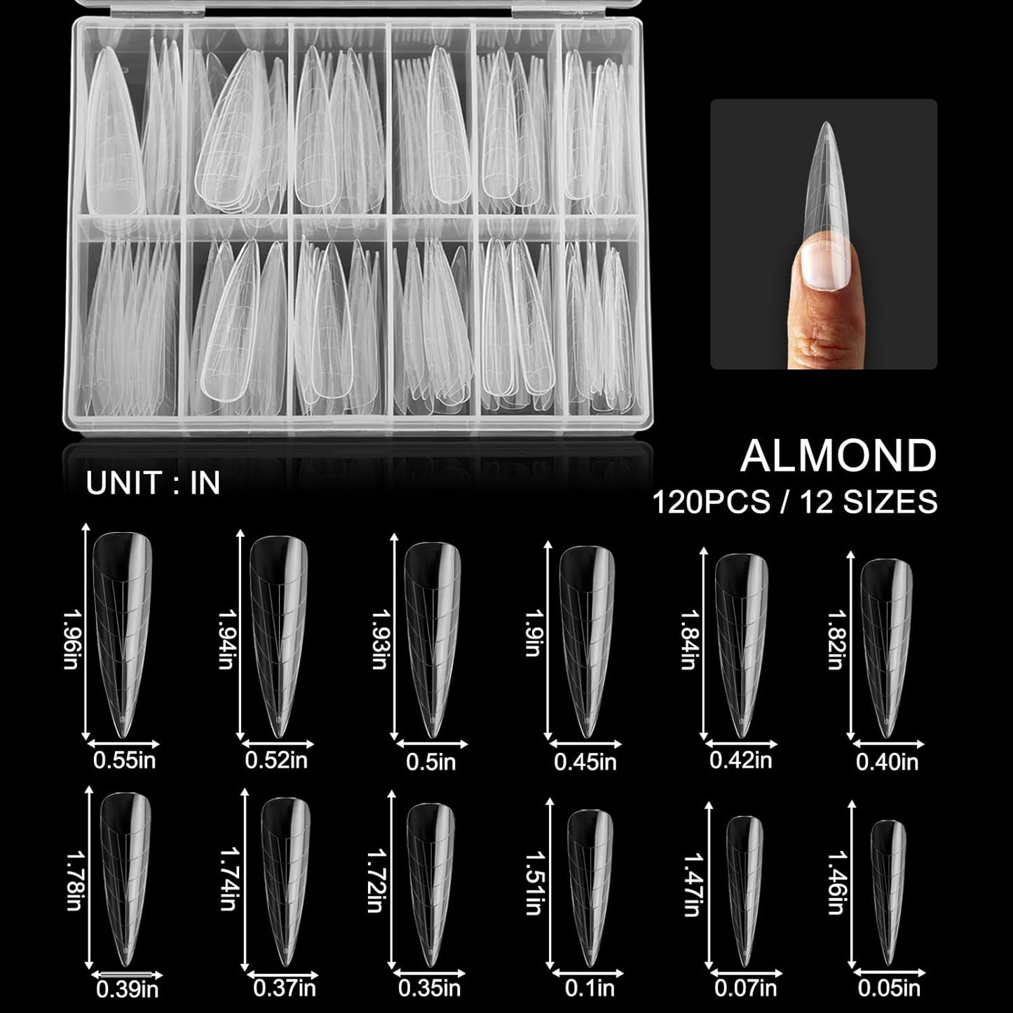 120Pcs Dual Nail Forms,Long Almond Extension Poly nail gel Nail Forms Full Cover Reusable Nail Molds 12 Sizes for Solid Nail Gel Glue Nail Art Design Salon&DIY(Extra Long Almond)-BrightBean Baby