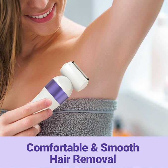 Bikini Trimmer for Women, IPX7 Waterproof Wet & Dry Electric Razors for Women, Bikini Legs Underarm Pubic Hairs Rechargeable Electric Shaver with 2 Trimmer Heads and Travel Razors-BrightBean Baby