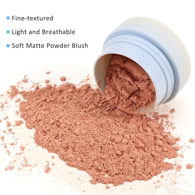 Boobeen Powder Blush for Cheeks, Air Cushion Matte Blush, Natural Highly Pigmented Blush Makeup Easy to Blend, Loose Blush Compact Long-lasting-BrightBean Baby