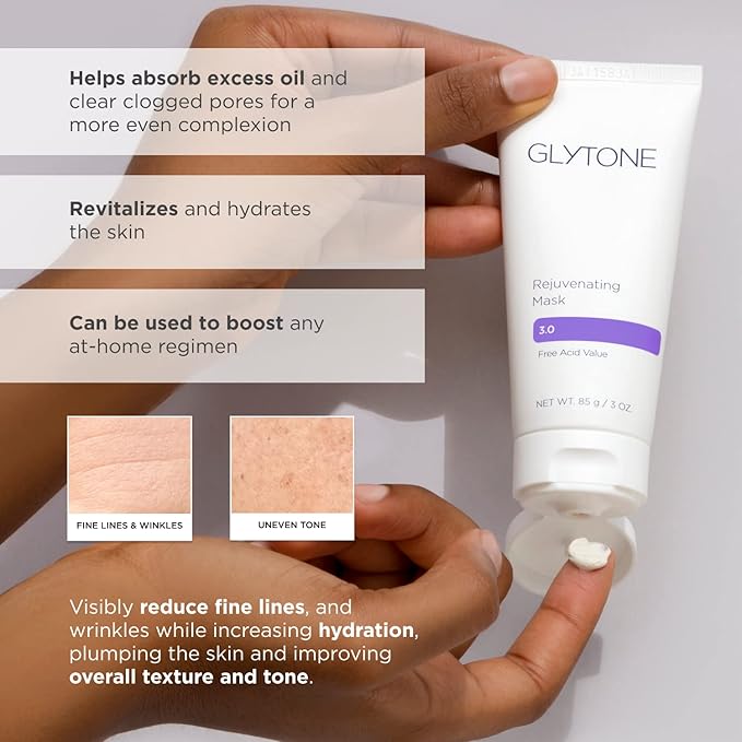 Glytone Rejuvenating Mask - 3% Pure Glycolic Acid, Lactic Acid, Vitamin C & Collagen - Purify & Exfoliate - For All Skin Types - Fragrance-Free - 3 fl. oz.-BrightBean Baby