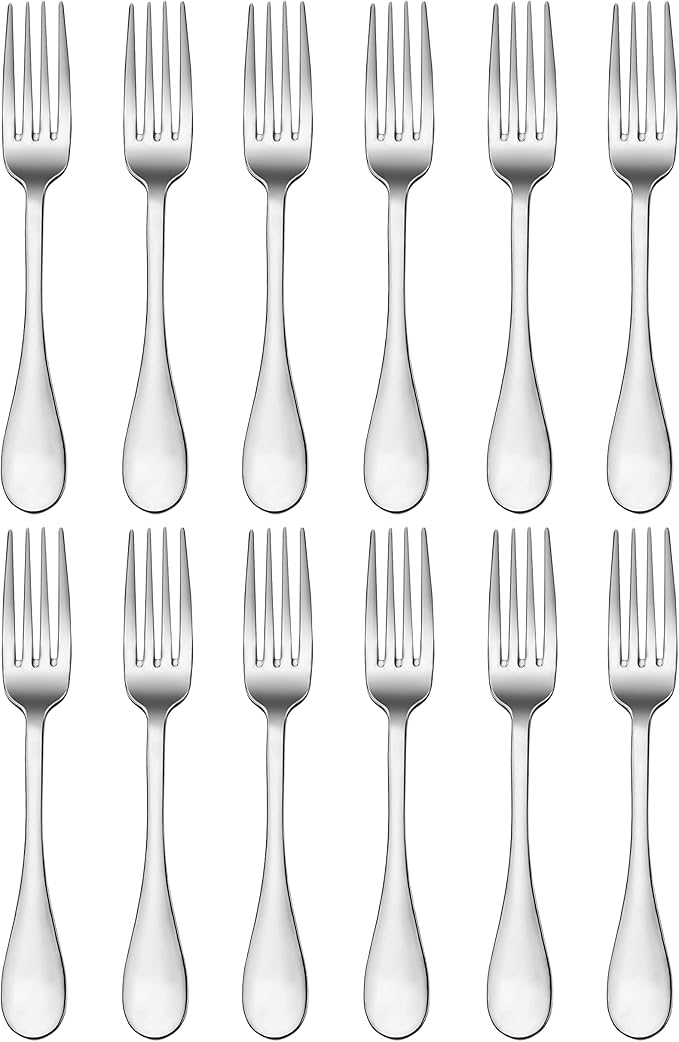 Artaste Rain 18/10 Stainless Steel (Silver (Set of 12), Dinner Fork (7.6-Inch))