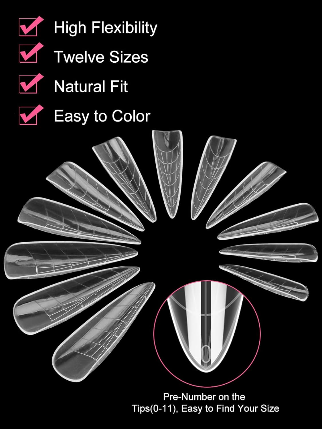 EBANKU Dual Nail Forms for Poly Extension Gel, 288 PCS Nail Forms Reusable Acrylic Nail Molds Sets, 12 Sizes Nail Extension Forms for Builder Gel Manicure Nail Art Design Salon DIY-BrightBean Baby