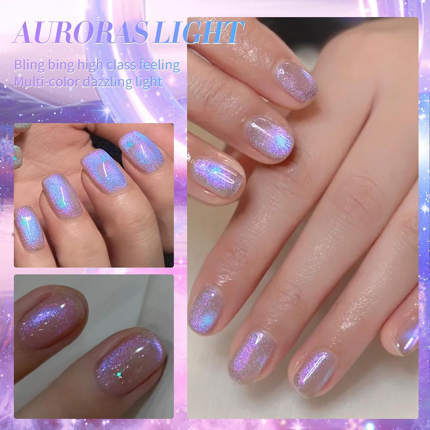 Born Pretty Purple Auroras Cat Magnetic Eye Gel, Fall Winter Mermaid Shiny Effect Soak Off Nail Art Salon Manicure Home Gift 15ml-BrightBean Baby
