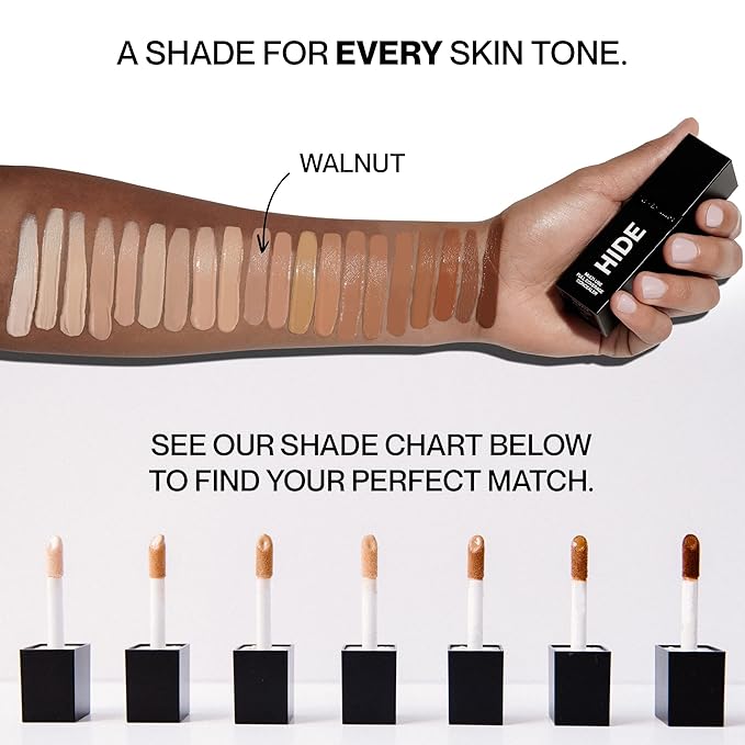HIDE Liquid Concealer, 0.5 fl. oz. - Medium to Full Coverage Matte Concealer for Acne, Blemishes, Under Eye Dark Circles & Hyperpigmentation, Oil Free Concealer, Color For All Skin Tones (Walnut)-BrightBean Baby