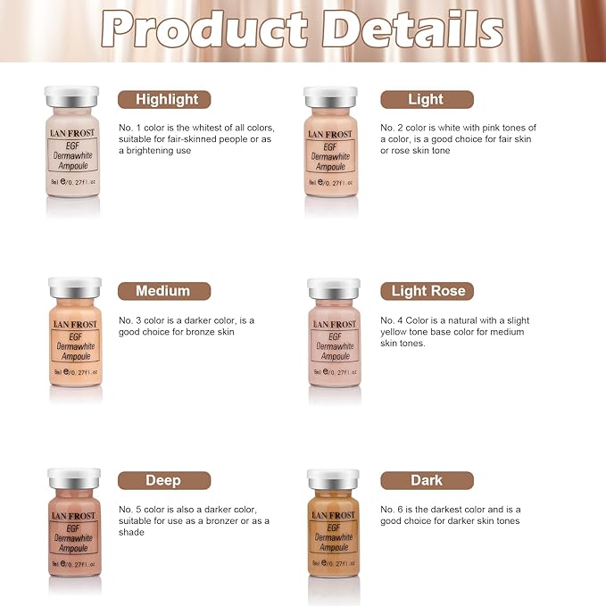 BB Facial Glow Serum Starter Kit Hyaluronic Acid Essence Foundation Skin Care Kit 0.27oz 12 Vials, Combined With Niacinamide and Peptides To Brighten Skin Tone Anti-Aging Foundation 6-Color Mix Pack-BrightBean Baby