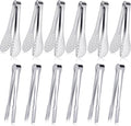 JCREN 12 Pack Mini Tongs - Small Stainless Steel Food Tongs for Serving Appetizers, Tea Party, Coffee, Desserts - 5 inch - Silver
