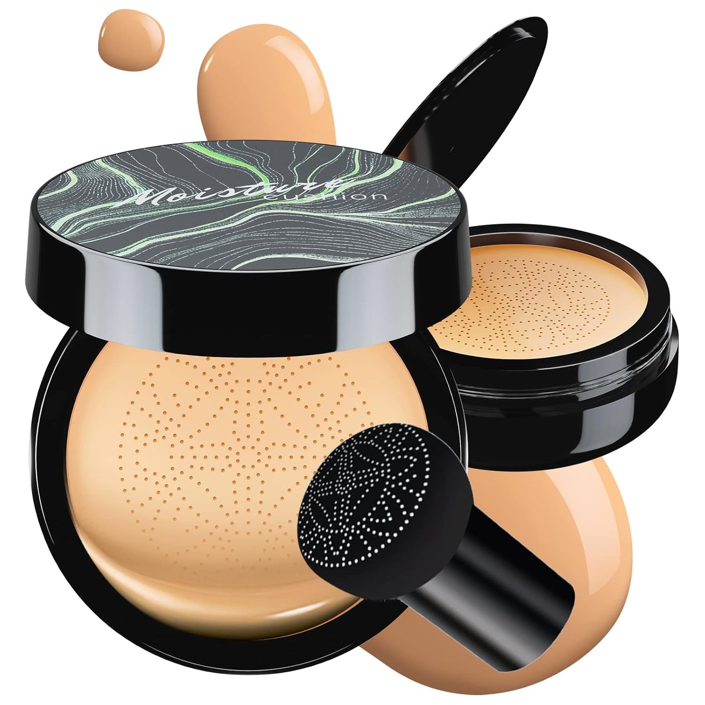 Mushroom Head Air Cushion CC Cream - BB Cream Foundation Makeup Moisturizing Concealer Long-Lasting, Cushion Foundation Full Coverage Self Adjusting for Mature Skin & All Skin Types (Buff Beige)-BrightBean Baby