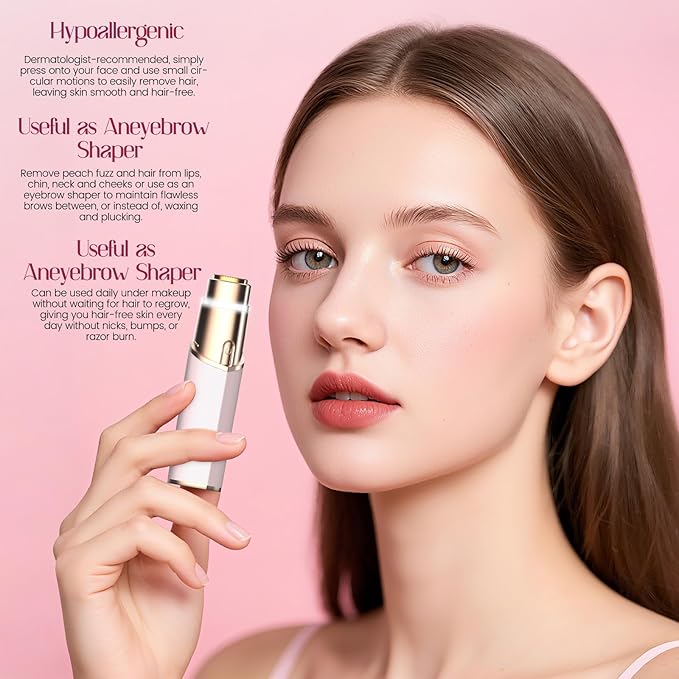 Bikini Trimmer for Women Electric Razor 2 Pack Dual Head Body & Facial Hair Remover -Waterproof USB Rechargeable with Replacement Ceramic Blades, Travel Pouch & Packaging Box(Pink)-BrightBean Baby