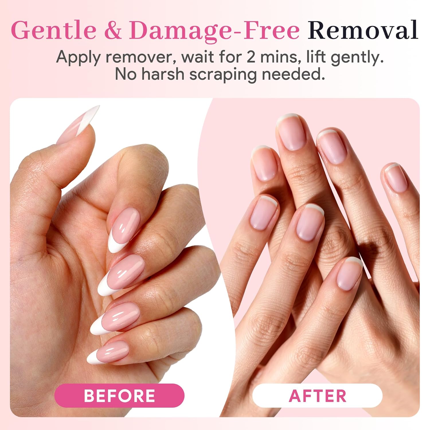 No-Lamp Nail Glue & Remover Set for Press Ons, 10ml Quick Dry 28 Days Super Strong Hold Glue on Nails, 10g Gentle Easy Removal with Tools Set for Beginner DIY Home, Not for Gel Polish Base Coat-BrightBean Baby