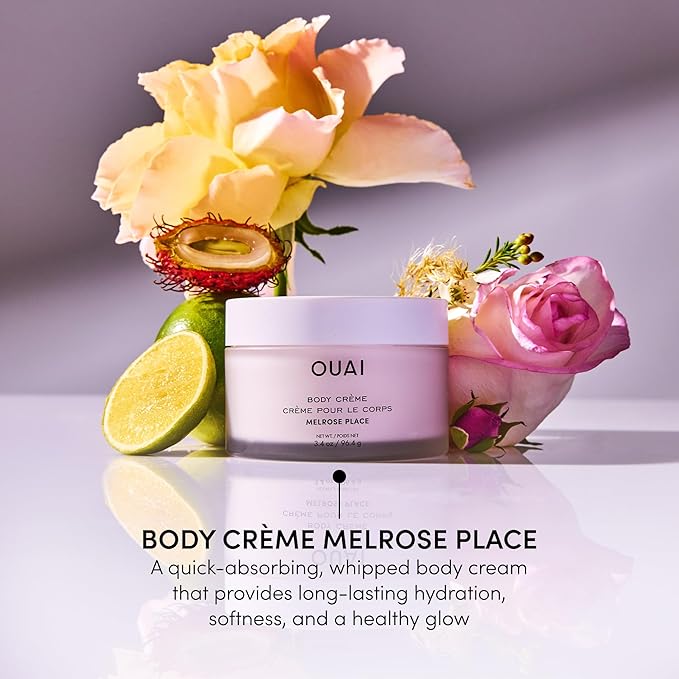 OUAI Body Cream Travel Size, Melrose Place - Hydrating Whipped Body Cream with Cupuaçu Butter, Coconut Oil & Squalane - Softens Skin and Delivers Healthy-Looking Glow - Sulfate Free Skin Care (3.4 Oz)-BrightBean Baby