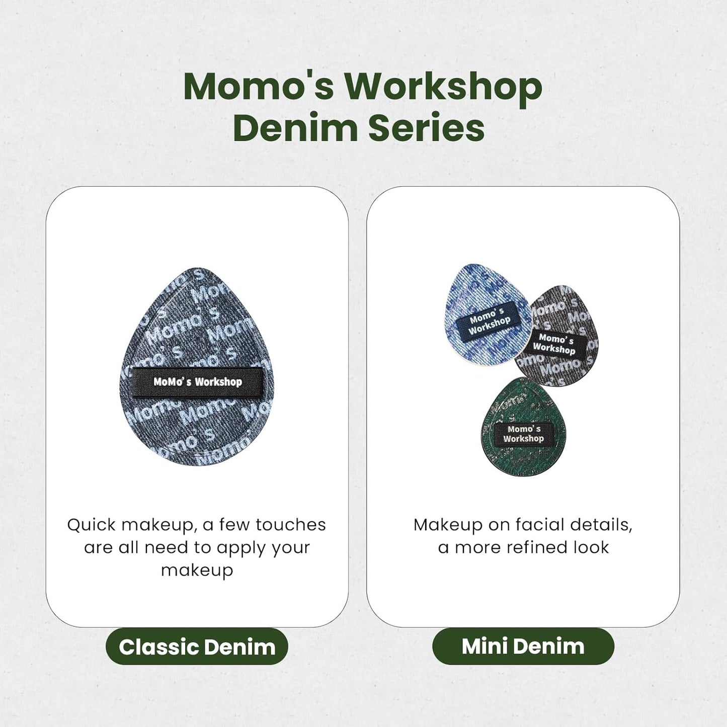 Mini Denim Makeup Sponge Set, Multi-Use Mini Makeup Blenders Sponge for Liquid/Cream/Concealer/Blush/Highlighter, Perfect for Detail Work & Travel,5PCS Mini Concealer Puffs with Storage Case-BrightBean Baby