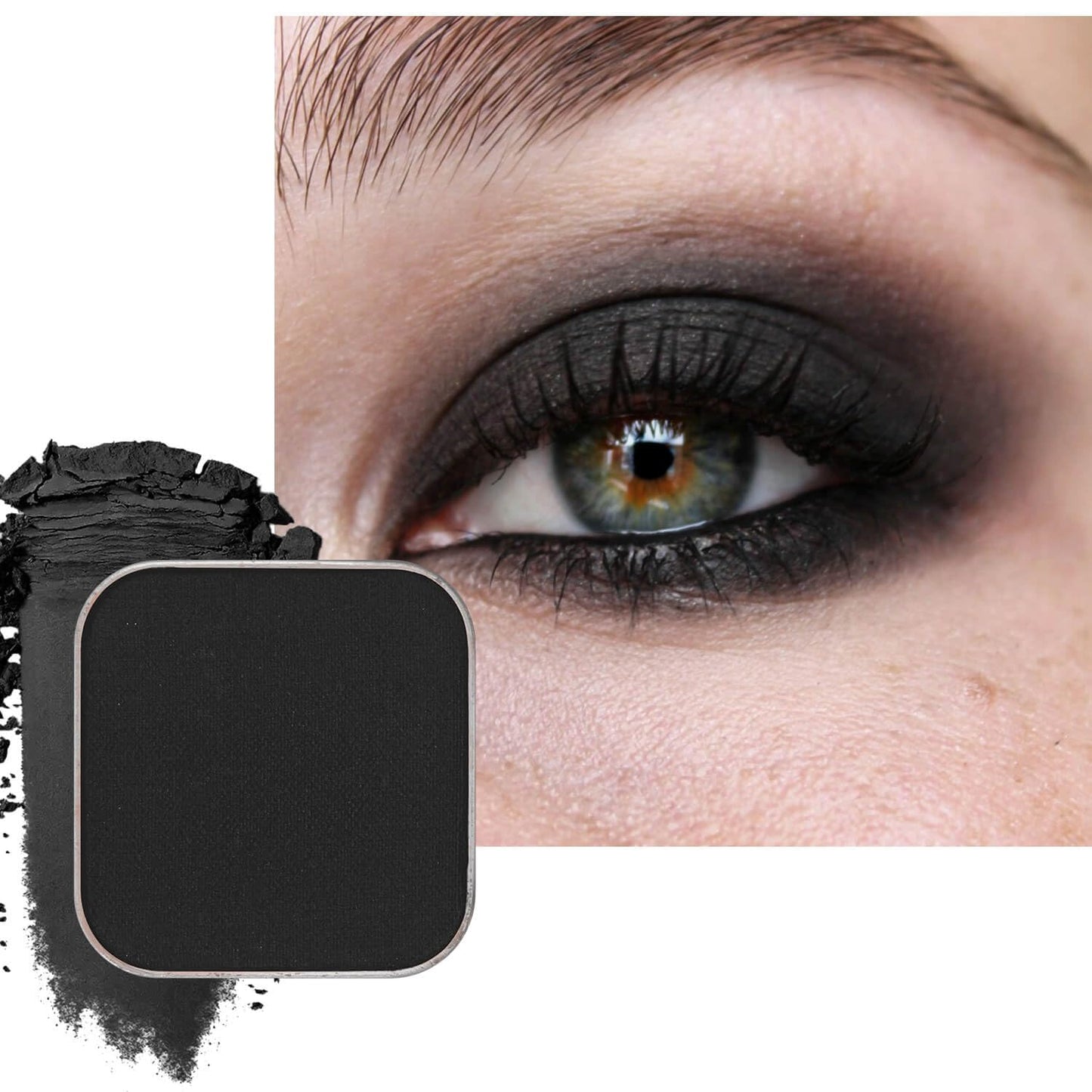 Magnetic Single Matte Eyeshadow with Metal Pan, Eyeliner Powder for Cat Eye Smoky Makeup, Eyeshadow Refill, Black Pan, for DIY Empty Magnetic Palette (Midnight Noir)-BrightBean Baby