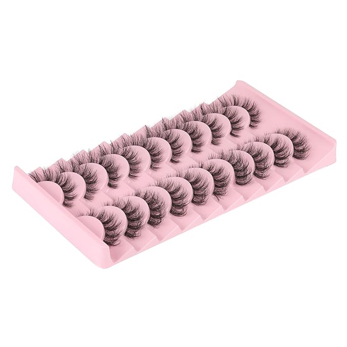 FANXITON Mink Lashes with Clear Band 15 MM 10 Pairs Cat-Eye Lashes Natural Look False Eyelashes Pack Wispy Eyelashes 3D Faux Mink Eyelashes-BrightBean Baby