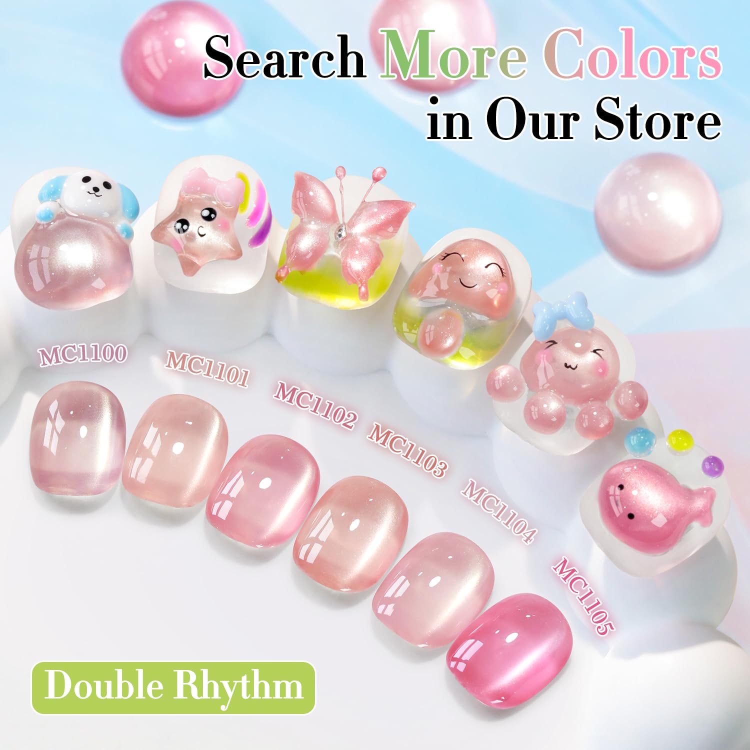 Double Rhythm Jelly Glass Cat Eye Gel Polish with Magnet 15ML Holographic Glitter Shimmer Translucent Sheer Color Magnetic Nail Polish Salon DIY at Home (Jelly Pale Purple-MC1100)-BrightBean Baby