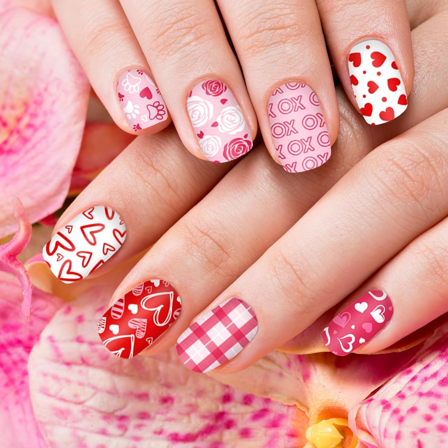 Whaline 10Pcs Valentine's Day Nail Art Stamping Plate Kit Romantic Love Heart Rose Design Nair Art Plate for Wedding Anniversary DIY Print Manicure Salon-BrightBean Baby