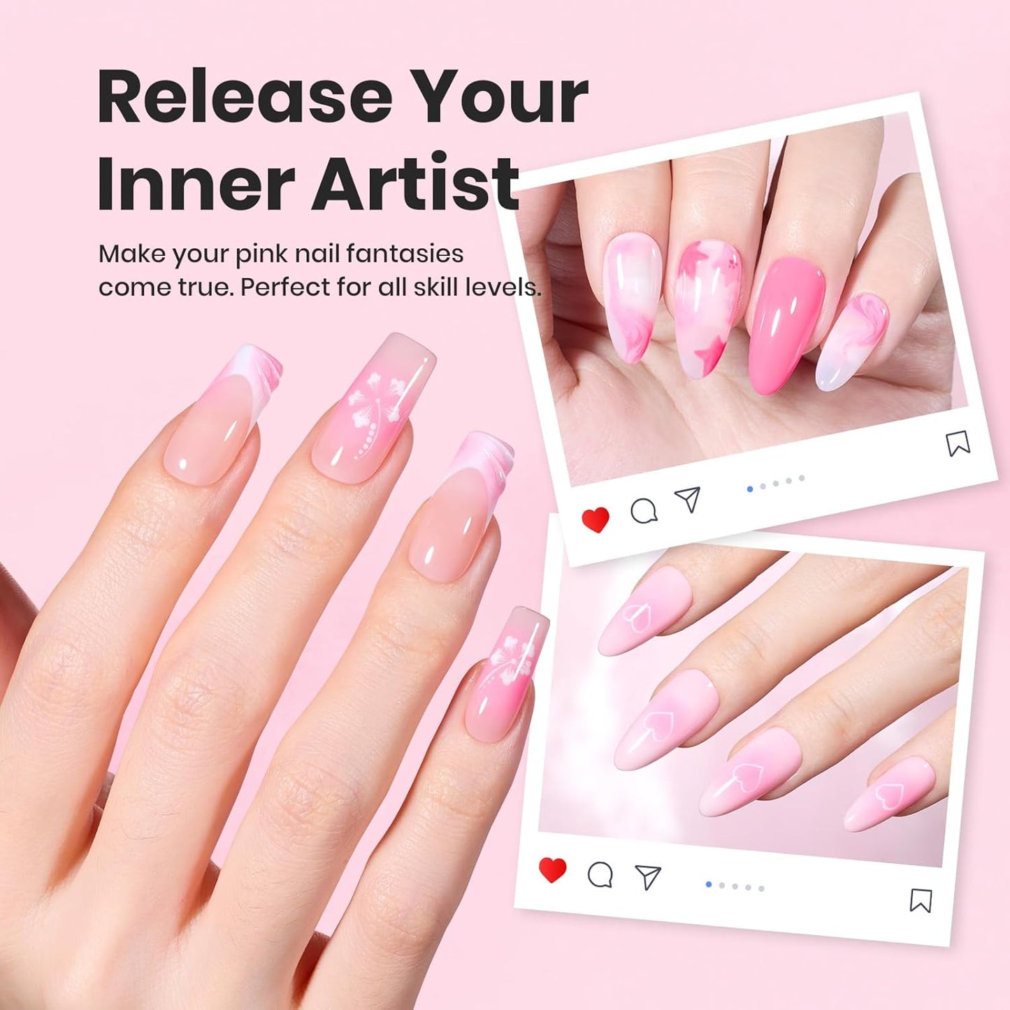 Beetles Nail Art Brushes, 6 Pcs Fingernail Art Design Pens, Pink Handle French Tip Ombre Clean Up Nail Brush Set for Gel Polish with Palette DIY Manicure Tools Gift for Women-BrightBean Baby