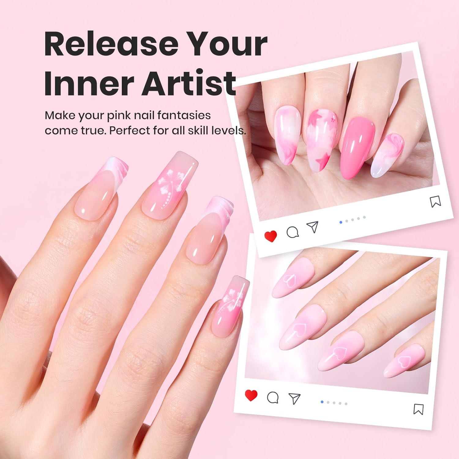 Beetles Nail Art Brushes, 6 Pcs Fingernail Art Design Pens, Pink Handle French Tip Ombre Clean Up Nail Brush Set for Gel Polish with Palette DIY Manicure Tools Gift for Women-BrightBean Baby