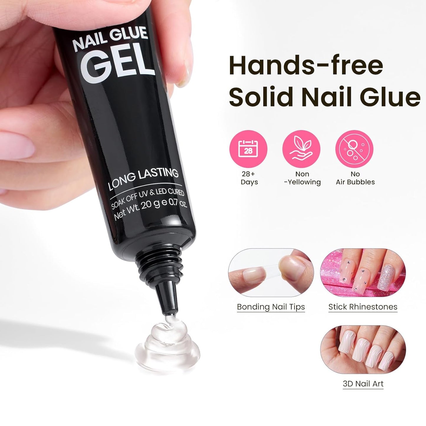 Beetles Tipex Instant Apex Nail Tips Kit Short Square , 224 Pcs Pre-Building Pre-Etched False Nail Tips with Tipex Nail Glue, Mini Nail Lamp-Thick Acrylic Nail Tips Set-BrightBean Baby