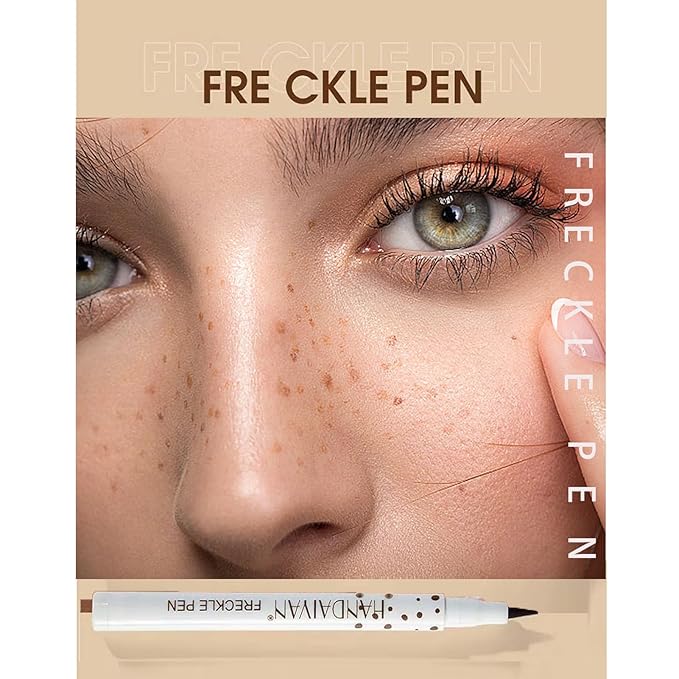 Freckle Pen 2 Colors, Natural Lifelike Freckle Makeup Pen Magic Freckle Color,Waterproof Longlasting Soft Dot Sopt Pen,for Natural Effortless Sunkissed Makeup-Chestnut&Dark Brown-BrightBean Baby