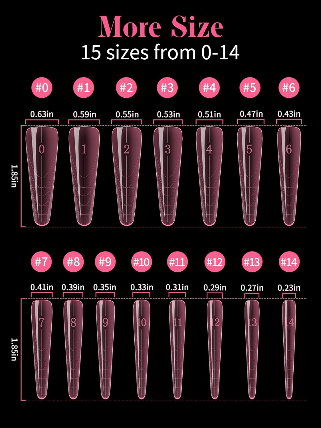 EBANKU Dual Nail Forms for Poly Extension Gel, 150 PCS Pink Nail Molds Reusable 15 Sizes Nail Extension Forms for Builder Gel Manicure Design Salon DIY-BrightBean Baby