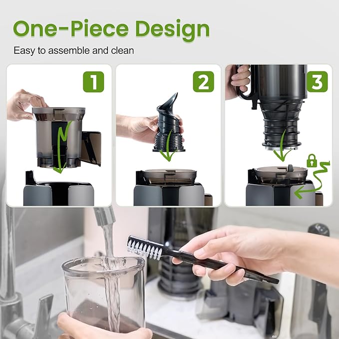 Cold Press Juicer, Juicer Machines with 4.7" Wide Feed Chute for Juice Extractor, Slow Masticating Juicer for Whole Vegetables & Fruits, High Juice Yield, Easy to Clean (Black)