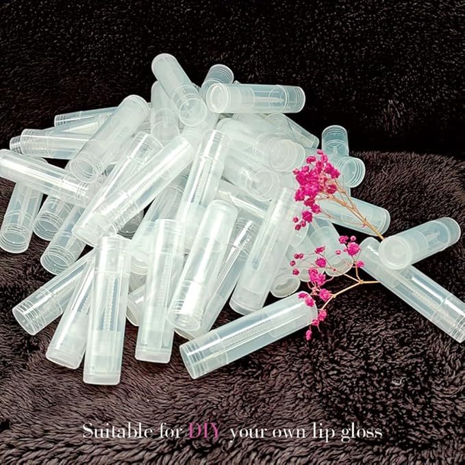 50 Lip Balm Container Kit with Filling Tray and Spatula, Round Tube Refillable Empty Tube 3 Colors, 0.15 oz, BPA Free, for DIY Homemade Lipstick Lipstick (50 translucent kits,)-BrightBean Baby