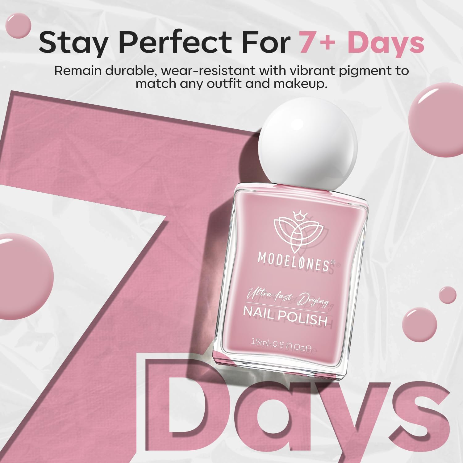 modelones Natural Pink Nail Polish, 15 ml Baby Pink Quick Dry Nail Lacquer Strengthener Long Last Shine Fingernail Toe Nail Art DIY Home Travel Manicure Gift for Women Girls 0.5 Fl Oz-BrightBean Baby