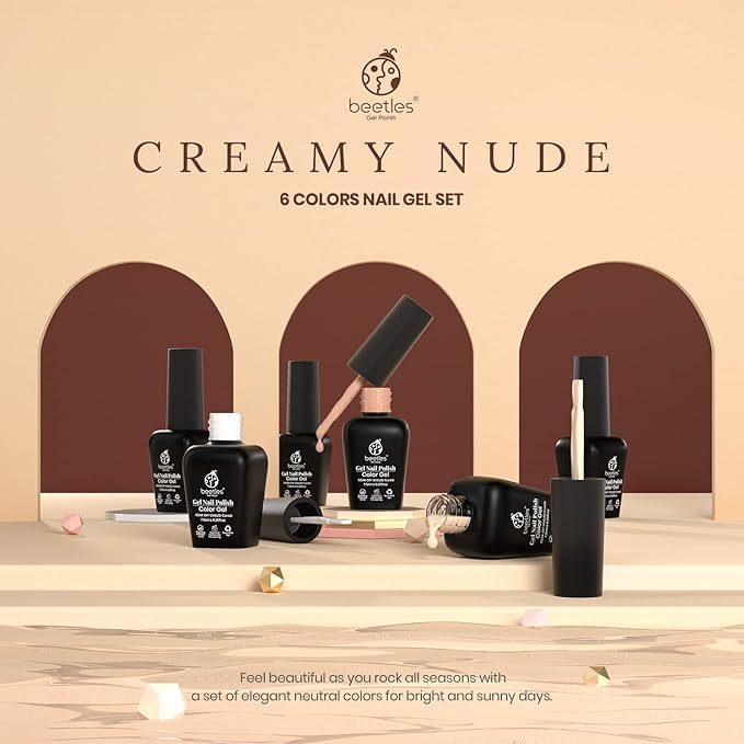 beetles Brown Gel Nail Polish Set Nude Gel Polish Nail Set 6 Colors Sandstorm Collection Peach Brown Natural Manicure Kit Soak Off Uv Led Lamp Needed for Women Gift Diy Home-BrightBean Baby