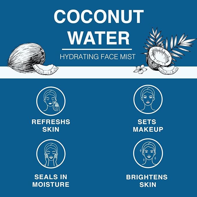 | Face & Body Mist Spray - Hydrating Coconut Water With Moisturizing Hyaluronic Acid | Instant Cooling, Conditoning, Hydrating | 8 FL OZ-BrightBean Baby