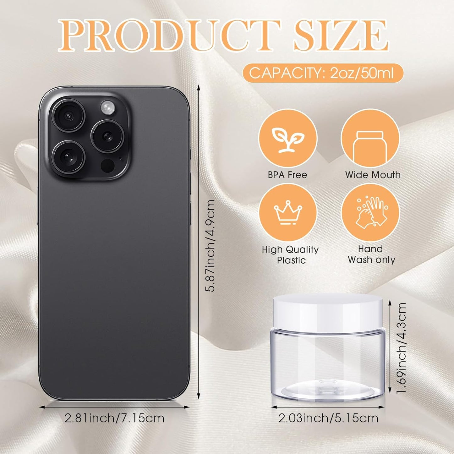 SATINIOR 100 Pcs Plastic Jars with Lids Small Containers Lids Wide Mouth Small Plastic Containers for Lotion Cream Rhinestones Body Butters Travel Storage(6 oz,White)-BrightBean Baby