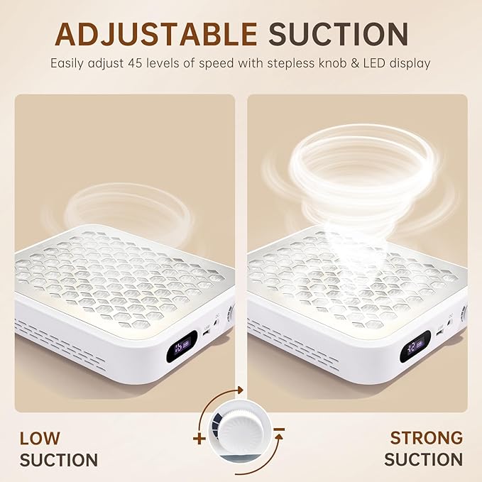 Nail Dust Collector, Rechargeable Dust Collector Nail Tech, Powerful Vacuum Fan Vent Dust Collector Extractor Dust Suction Machine for Acrylic Nails Polishing, Nail Salon&Home-BrightBean Baby