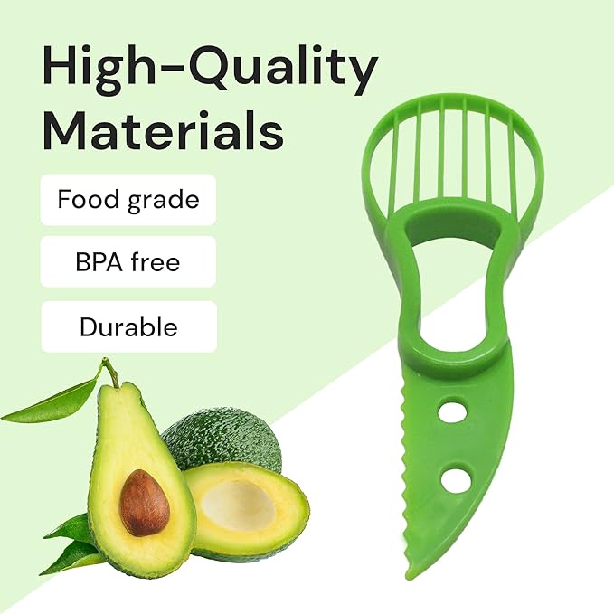 Avocado Slicer (Pack of 2) - 3 In 1 Tool - Cutter, Peeler, Pitter & Scooper - Multifunctional Knife - Splitter - Easy to Use - Kitchen Gadgets