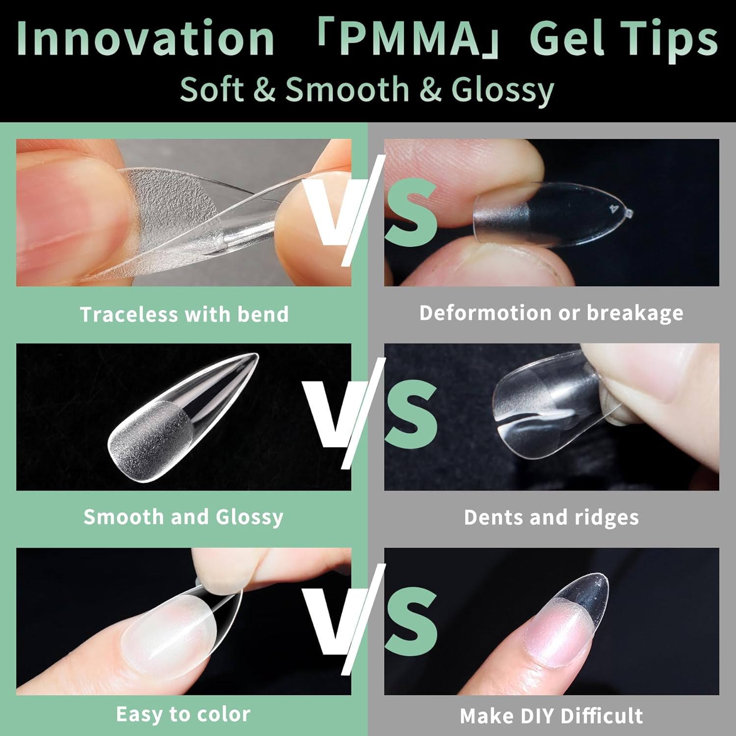 Long Stiletto Nail Tips, 216pcs Acrylic Fake Nails Gel Nail Tips Soft, Full Cover Pre-Shaped Matte Clear Press on Nails for Extension, Diy at Home Manicure 12 Sizes-BrightBean Baby