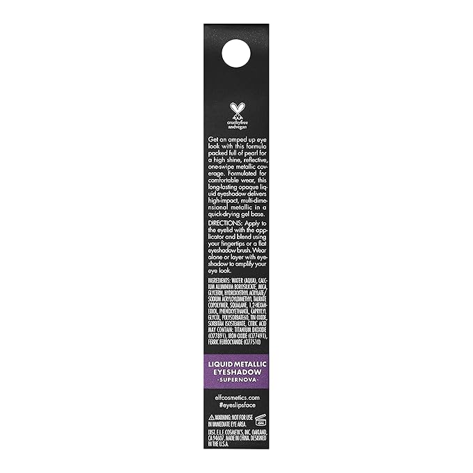 e.l.f. Liquid Metallic Eyeshadow, Gel Formula, High-Impact Multi-Dimensional Finish, One-Swipe Coverage, Supernova, 0.1 Fl Oz (3mL)