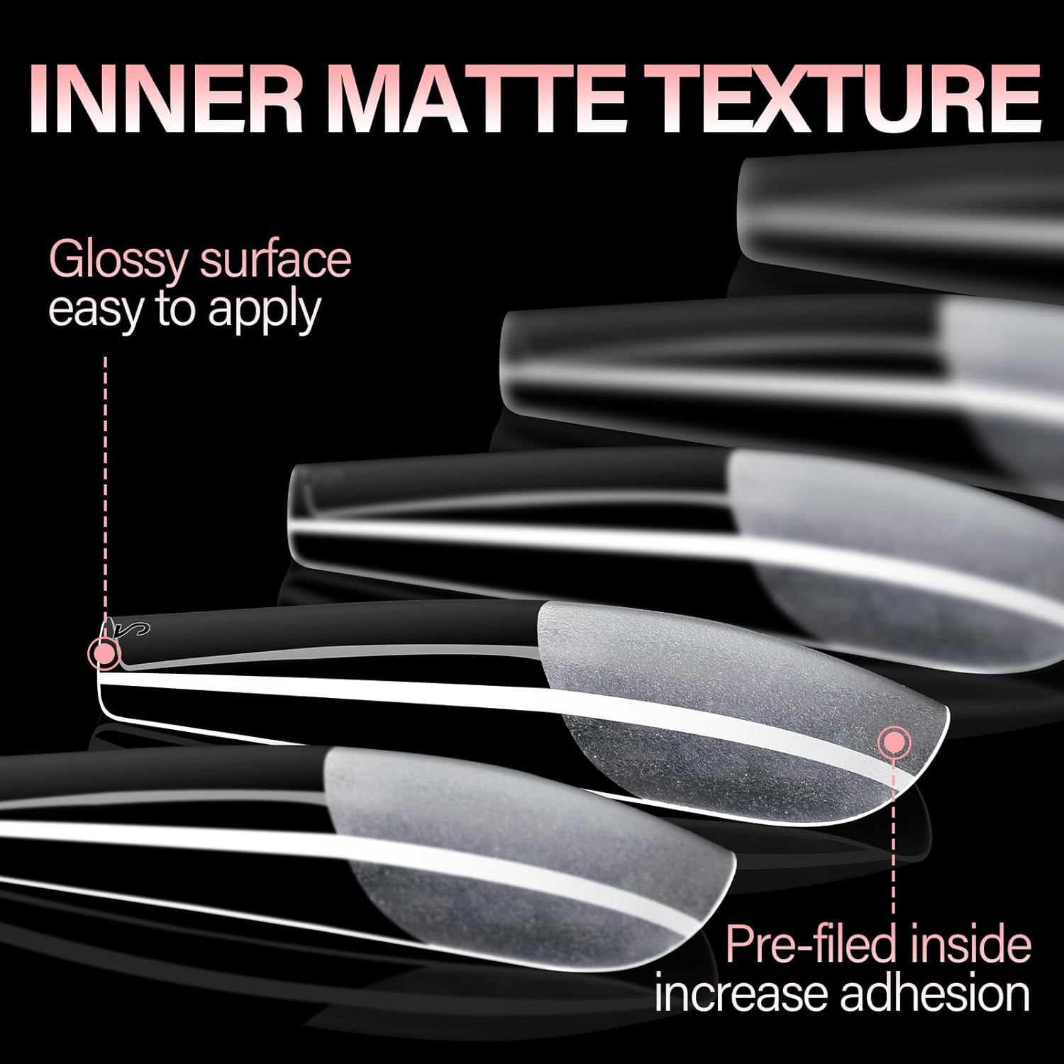 AILLSA Long Coffin Nail Tips Half Matte Full Cover Nails Tips Clear Acrylic Pre-Shaped Tips Flase Press on Nail Tips for Extentions Nails Manicure Salon DIY 216PCS 12 Sizes-BrightBean Baby