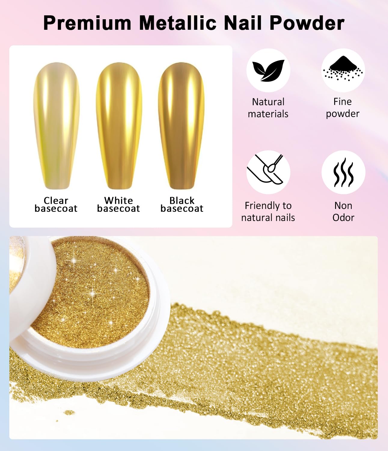 Mermaid Gold Chrome Nail Powder: 6 Colors Mirror Effec Green/Pearl Chrome Nail powder,Magic Mermaid Pink Chrome Nail Powder Pigment for Nail Art Design Home DIY（Laser/Silver）-BrightBean Baby