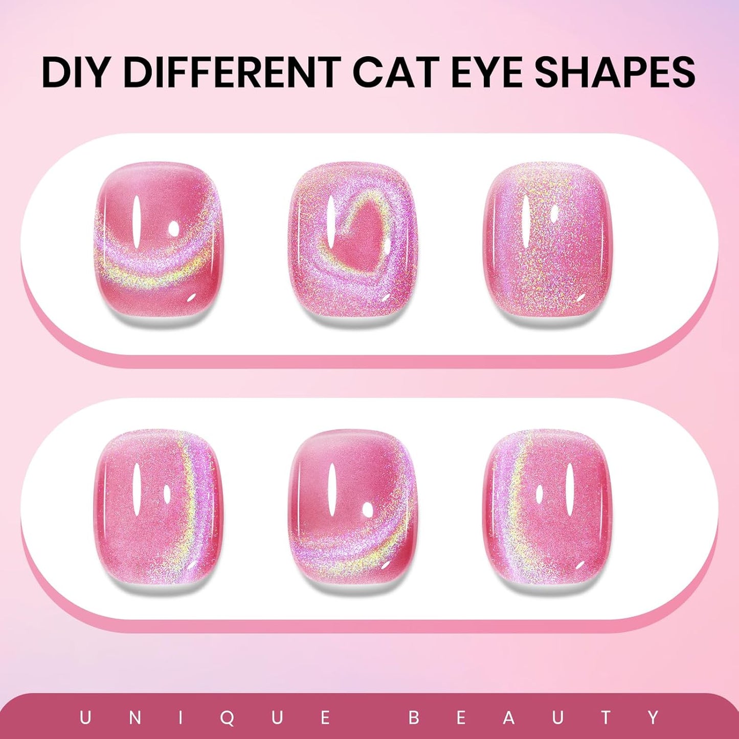 UV Gel Polish Cat Eye with Magnetic Nail Gel Polish Holographic Cat Eye Gels Nails for Home DIY 15ml/0.54fl oz with Magnet Soak Off UV Manicure Gift for Women Girls-BrightBean Baby