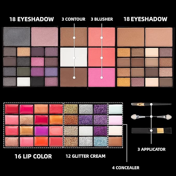 74 Colors Makeup Kit - Makeup Sets - Makeup palettes with 36 Eyeshadow - All in One Makeup Kit for Women and Girls Full Kit for Valentine's Day Gifts-BrightBean Baby