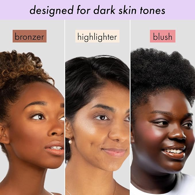 Subtl Beauty 3-in-1 travel makeup kit by subtl staks | powder blush, bronzer, and highlighter | includes mirror lid and mini brush | for dark-deep skin tones-BrightBean Baby